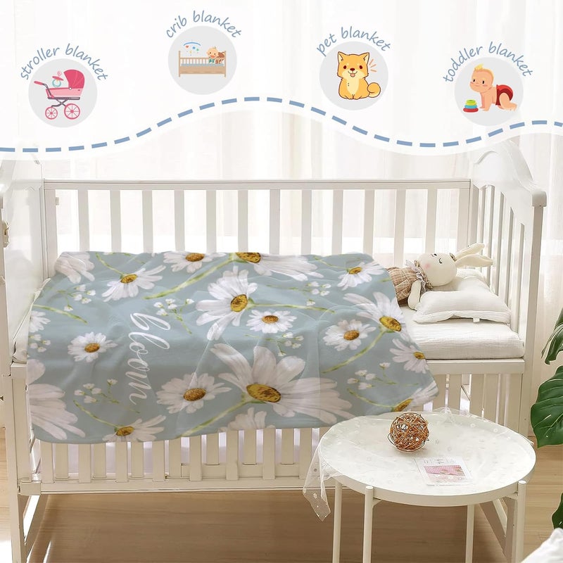 YeeJu Daisy Baby Throw Blanket Small White Floral Blanket for Toddler Swaddle Pet Crib Kids Soft Fuzzy Plush Fleece Blankets Sunshine Spring Summer Flower Decorative Gift Blanket 30x40 - Image 5